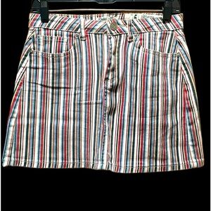 NWOT Indigo Rein Stripped Colorful Juniors Mini Denim Skirt Size 5